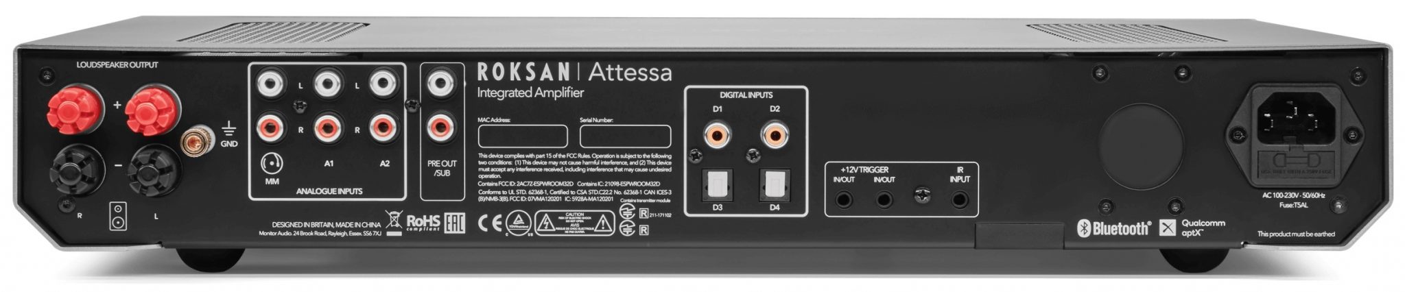 Roksan Attessa Integrated Amp zwart - achterkant - Stereo versterker
