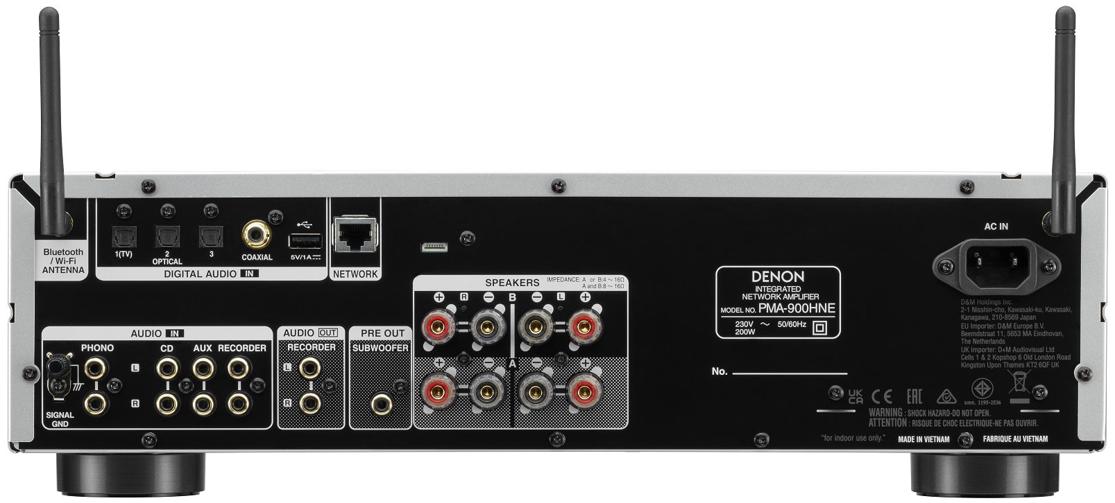 Denon PMA-900HNE zilver - achterkant - Stereo receiver