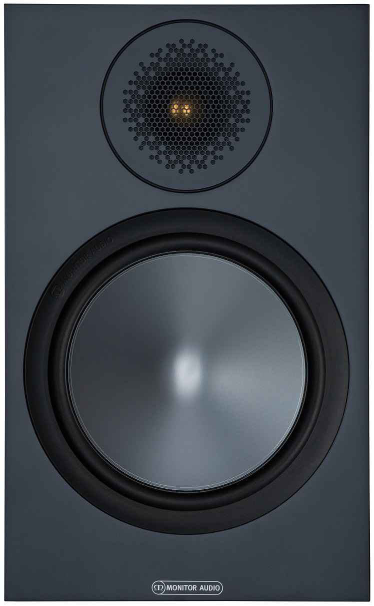 Monitor Audio Bronze 100 walnoot - frontaanzicht zonder grill - Boekenplank speaker