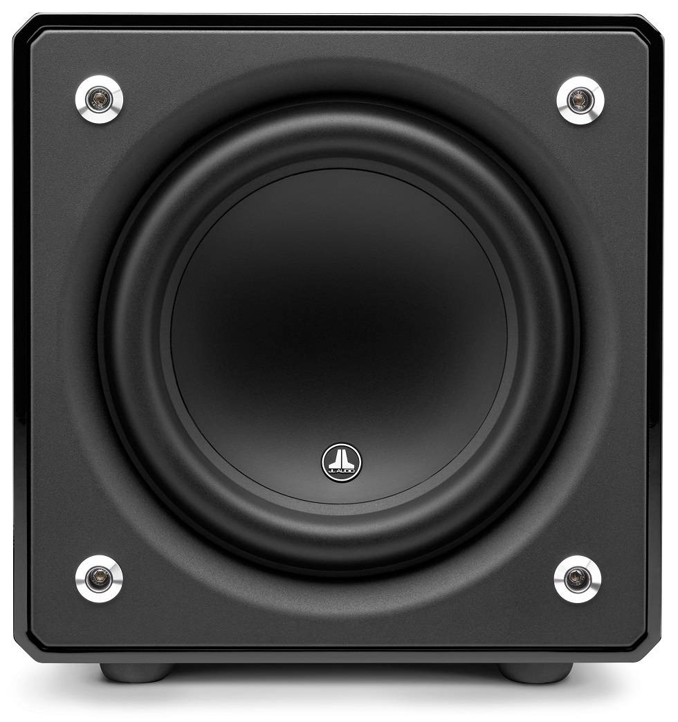 JL Audio E-Sub e110 gloss black - frontaanzicht zonder grill - Subwoofer