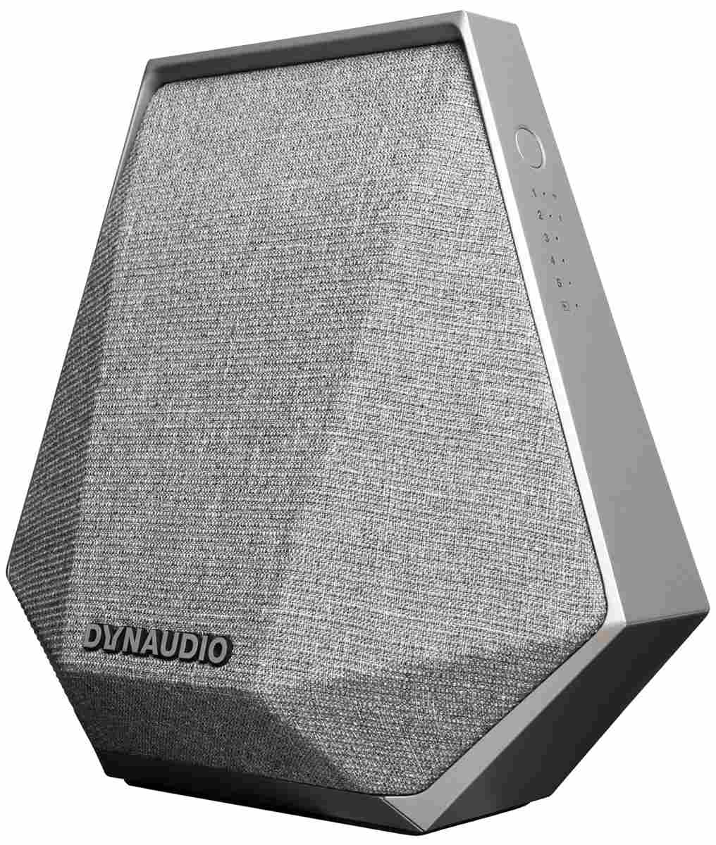 Dynaudio Music 1 licht grijs - zij frontaanzicht - Wifi speaker
