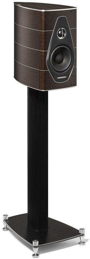 Sonus faber Olympica Nova I wengé - zij frontaanzicht zonder grill op standaard - Boekenplank speaker
