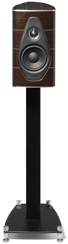 Sonus faber Olympica Nova I wengé - frontaanzicht zonder grill op standaard - Boekenplank speaker