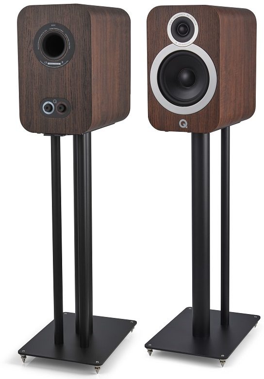 Q Acoustics 3030i walnoot - paar op standaard - Boekenplank speaker
