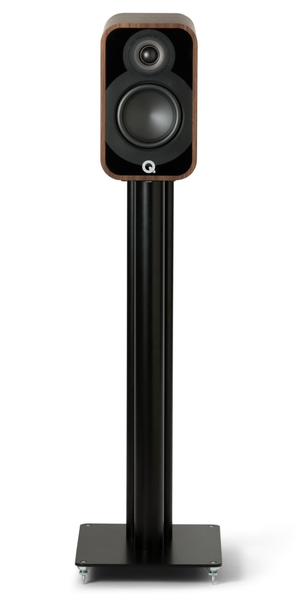 Q Acoustics 5010 rosewood - frontaanzicht zonder grill op standaard - Boekenplank speaker