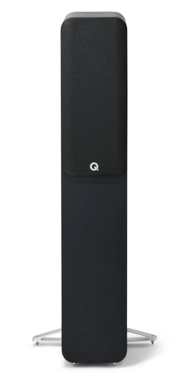 Q Acoustics 5040 zwart - frontaanzicht met grill - Zuilspeaker