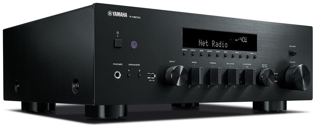 Yamaha R-N600A zwart - zij frontaanzicht - Stereo receiver