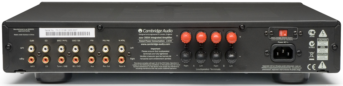 Cambridge Audio 350A zwart - achterkant - Stereo versterker