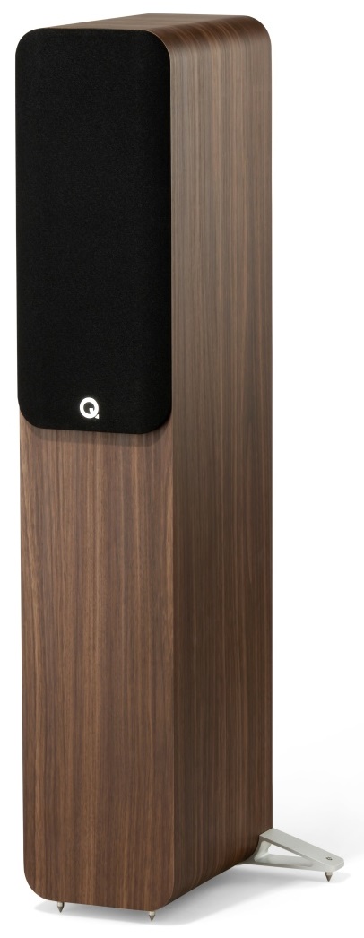 Q Acoustics 5040 rosewood - zij frontaanzicht met grill - Zuilspeaker