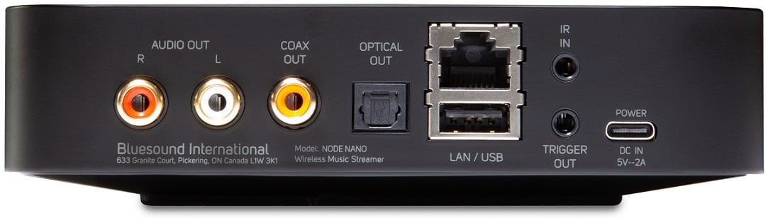 Bluesound NODE Nano zwart - achterkant - Audio streamer