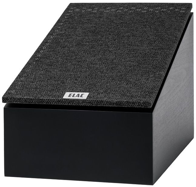 Elac Debut 3.0 DA43-BK - zij frontaanzicht met grill - Surround speaker