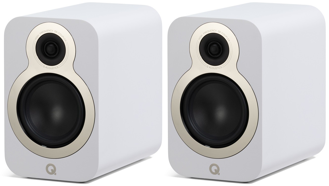 Q Acoustics 3030c wit satijn - paar - Boekenplank speaker