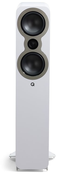 Q Acoustics 3050c wit satijn - frontaanzicht zonder grill - Zuilspeaker