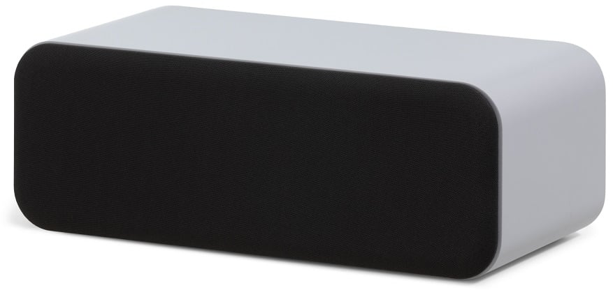 Q Acoustics 3090c wit satijn - zij frontaanzicht met grill - Center speaker