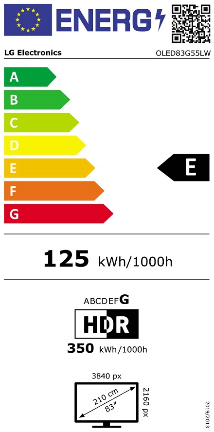 LG OLED83G55LW - energielabel - Televisie