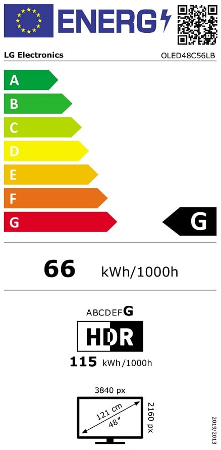 LG OLED48C56LB - energielabel - Televisie