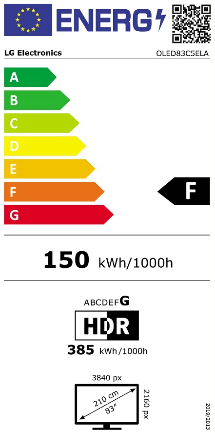 LG OLED83C56LA - energielabel - Televisie