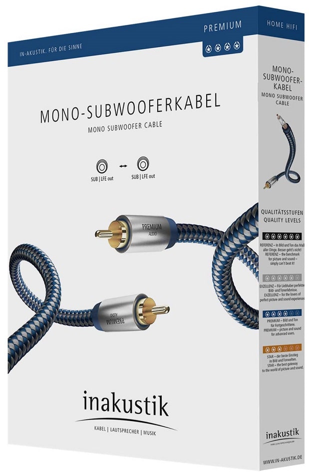 Inakustik Premium Sub-Mono 5,0 m. - Subwooferkabel