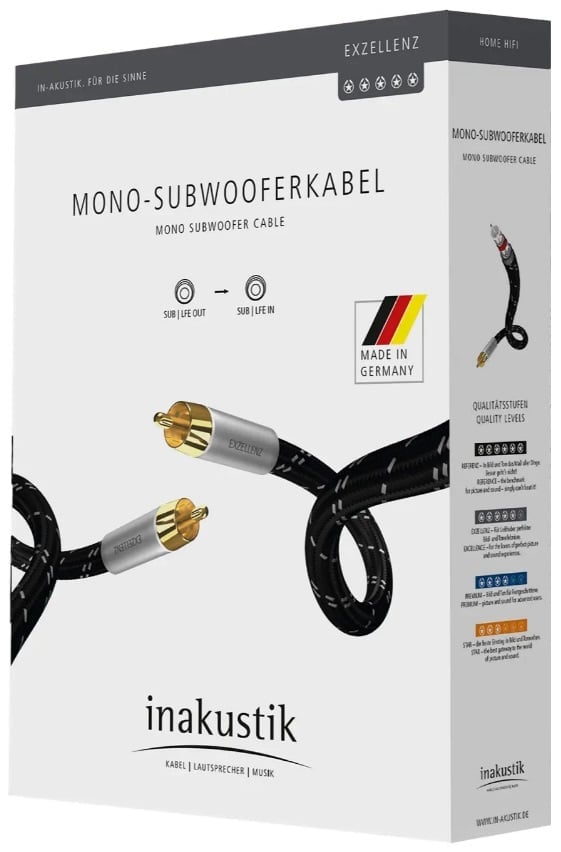 Inakustik Excellence Sub-Mono 3,0 m. - Subwooferkabel